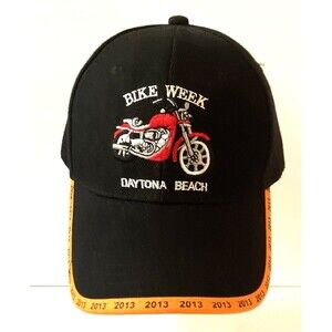 Daytona Beach Florida Bike Week Hat Strapback Black Embroidered Motorcycle 2013